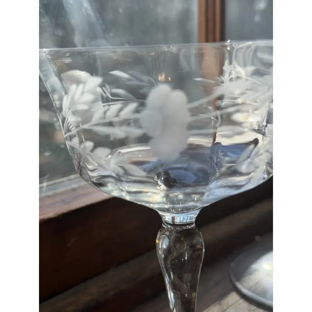 Vintage SET Of 4 Crystal Wheat Glasses 5” 3474-65